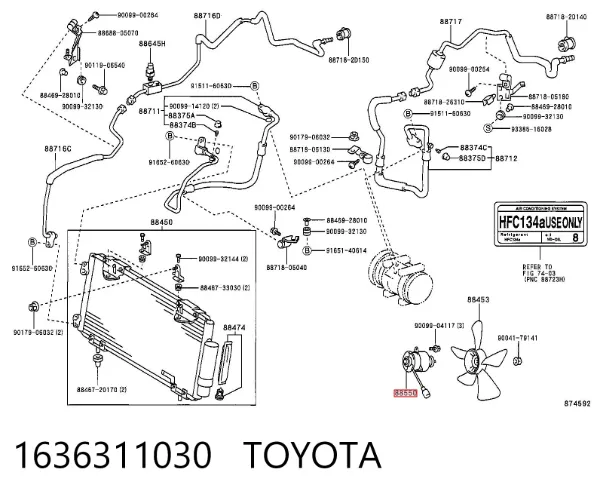 Мотор вентилятора системы охлаждения 1636311030 Toyota