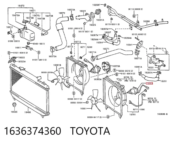 Мотор вентилятора системы охлаждения 1636374360 Toyota