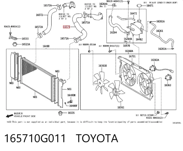 Патрубок радиатора 165710G011 Toyota