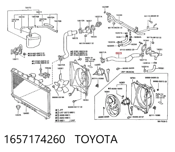 Патрубок радиатора 1657174260 Toyota