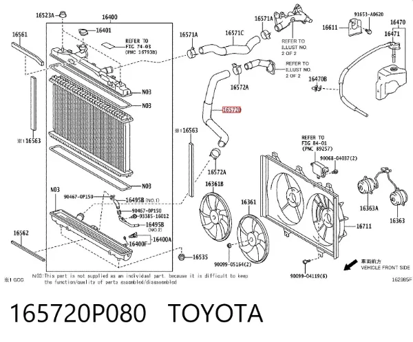 Нижний шлаг радиатора охлаждения 165720P080 Toyota
