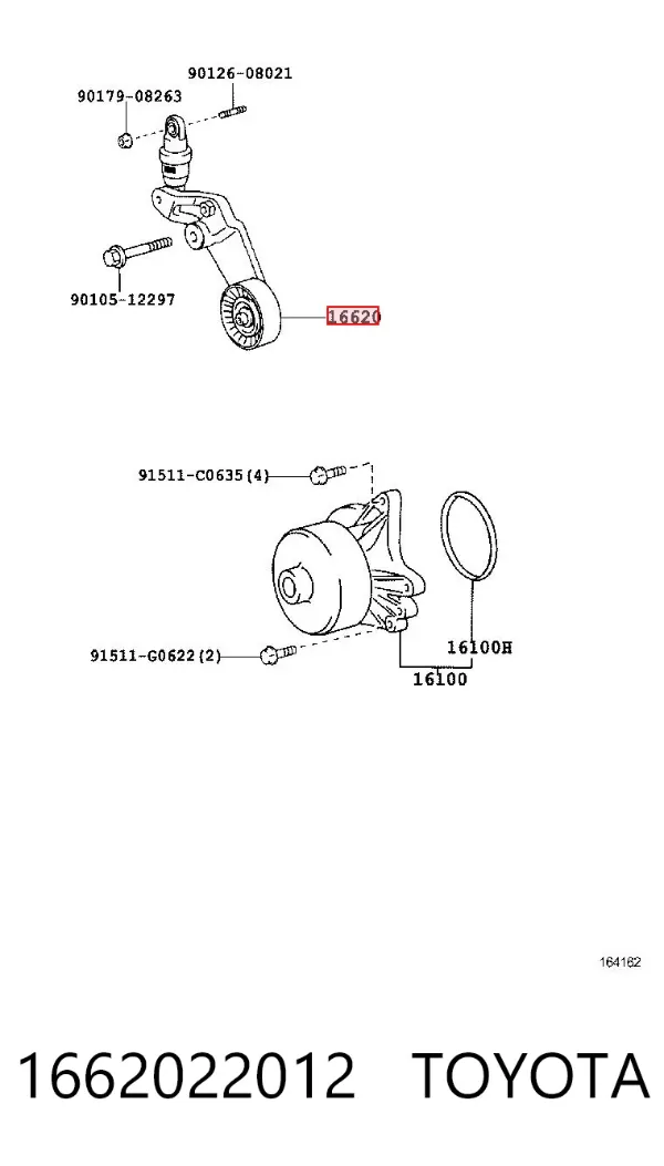 Натяжитель приводного ремня 1662022012 Toyota