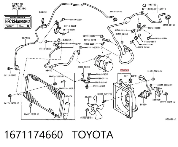 Диффузор радиатора кондиционера 1671174660 Toyota