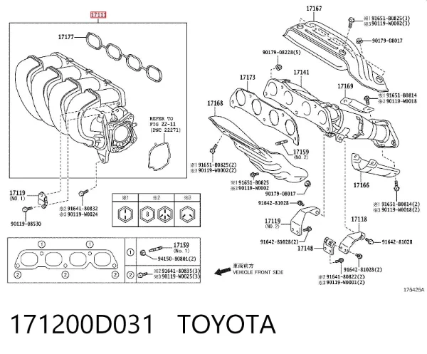 Впускной коллектор 171200D031 Toyota