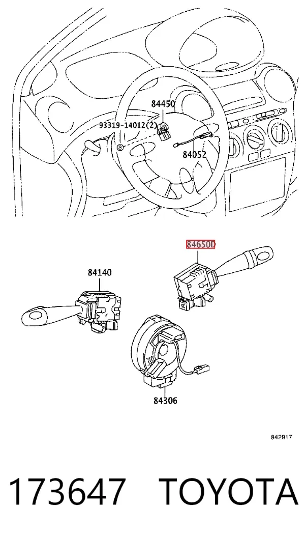 Правый подрулевой переключатель 173647 Toyota