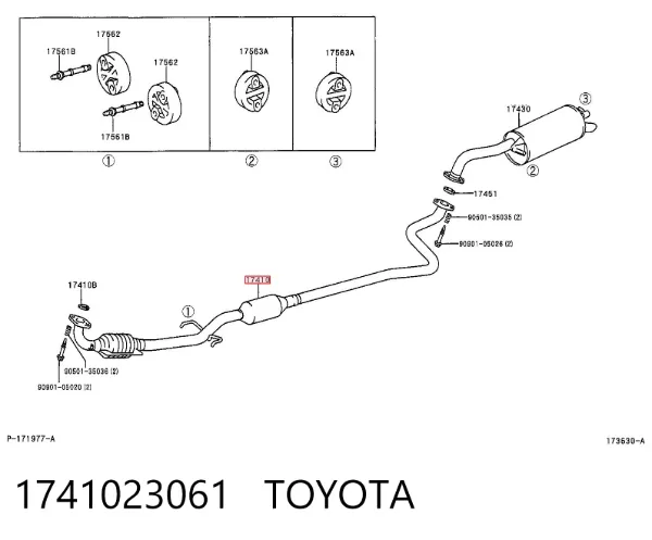 Передняя часть глушителя 1741023061 Toyota