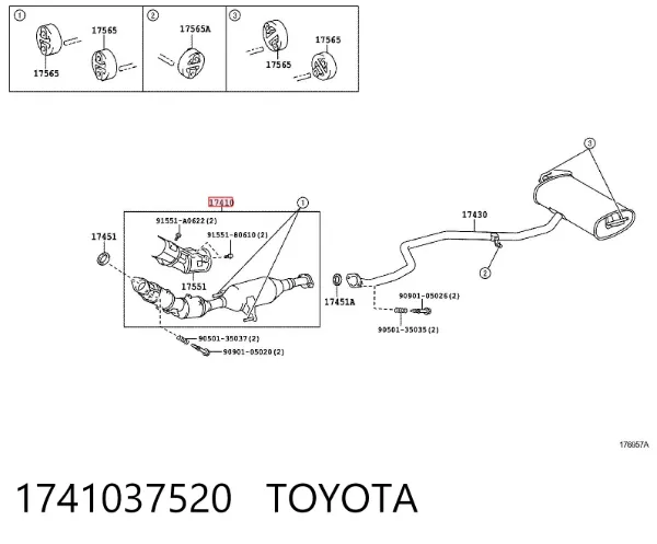 Катализатор 1741037520 Toyota