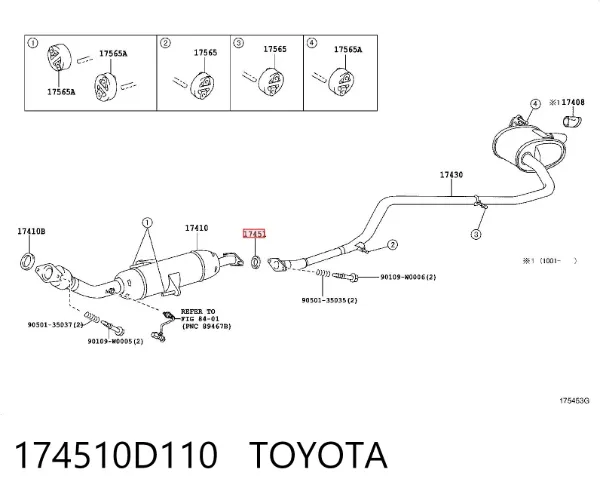 Прокладка глушителя монтажная 174510D110 Toyota