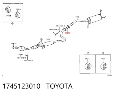 Прокладка глушителя монтажная TOYOTA 1745123010