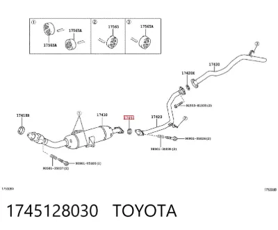 Прокладка глушителя монтажная TOYOTA 1745128030