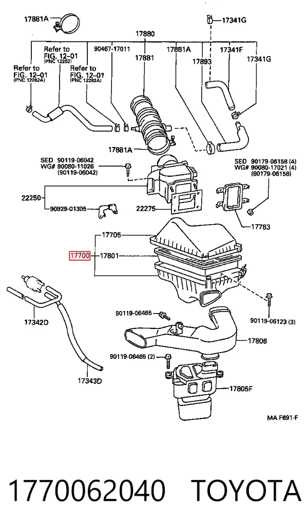 Корпус фильтра 1770062040 Toyota
