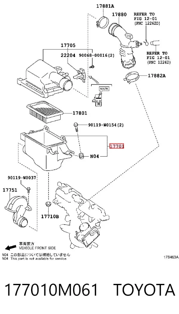 Корпус воздушного фильтра, нижняя часть 177010M061 Toyota
