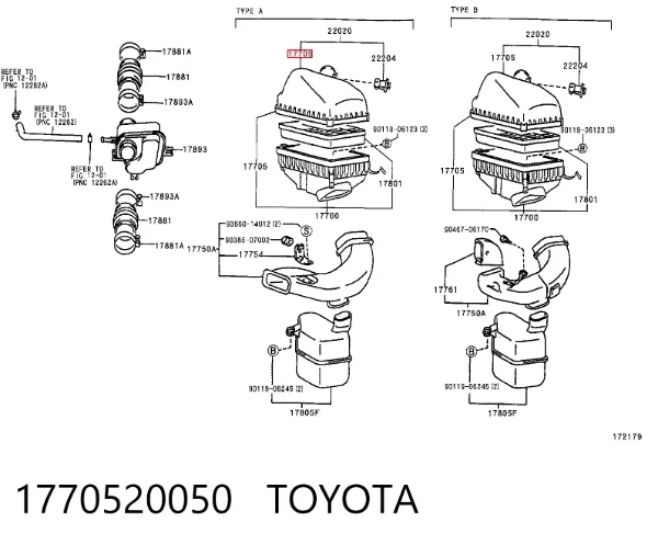 Корпус воздушного фильтра, верхняя часть 1770520050 Toyota
