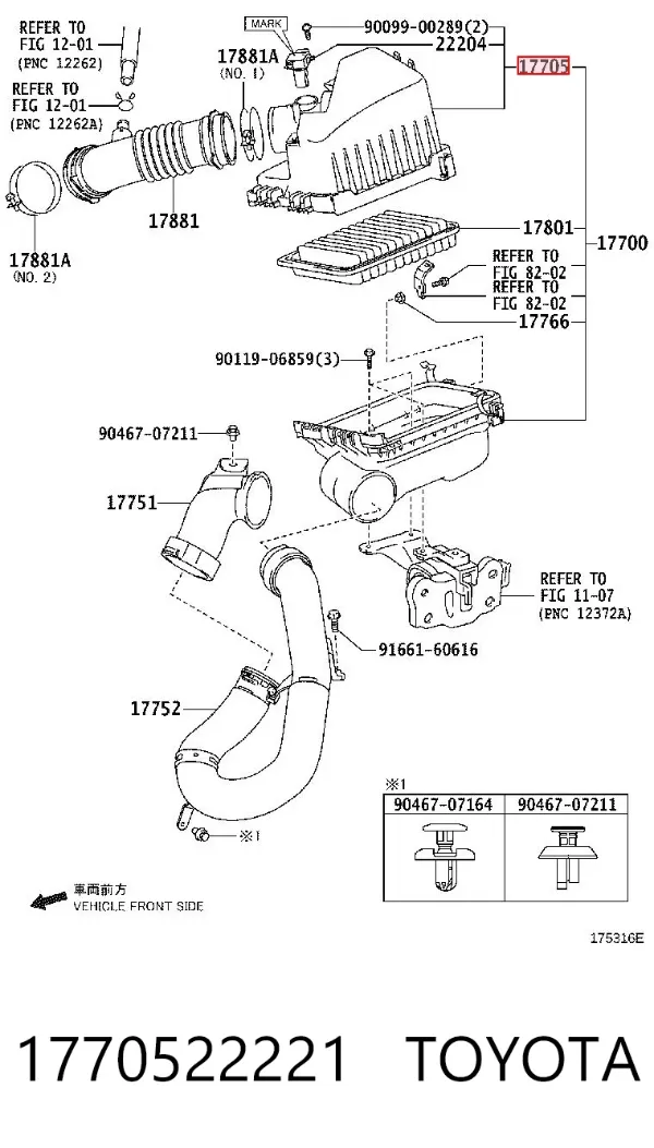 Корпус воздушного фильтра, верхняя часть 1770522221 Toyota