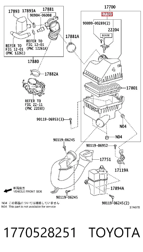 Корпус воздушного фильтра, верхняя часть 1770528251 Toyota