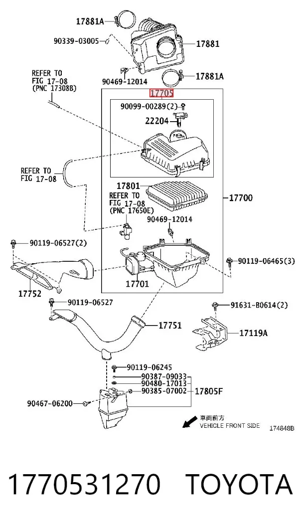 Корпус воздушного фильтра, верхняя часть 1770531270 Toyota