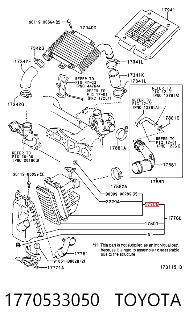 Корпус воздушного фильтра, верхняя часть 1770533050 Toyota