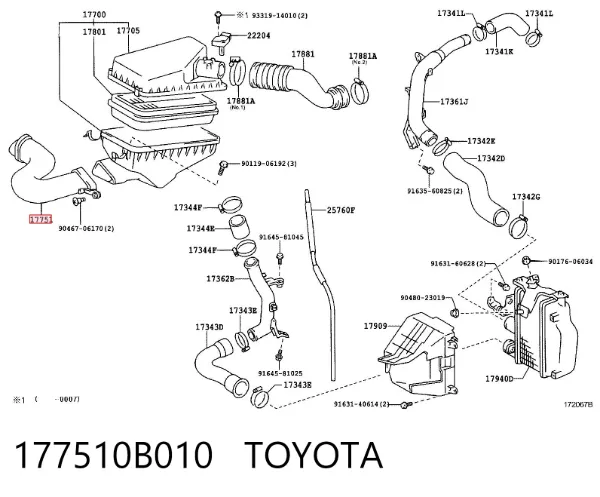 Впускной патрубок воздушного фильтра 177510B010 Toyota