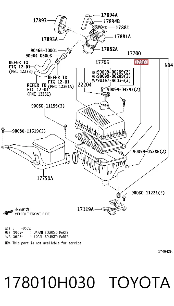 Воздушный фильтр 178010H030 Toyota