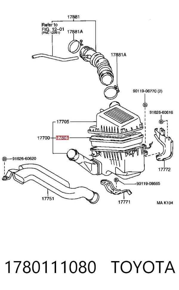 Воздушный фильтр 1780111080 Toyota