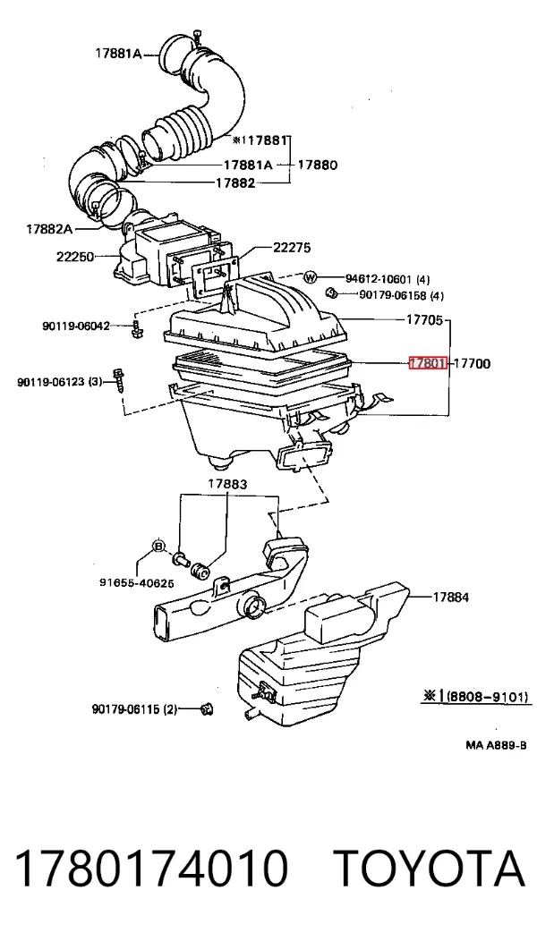 Воздушный фильтр 1780174010 Toyota