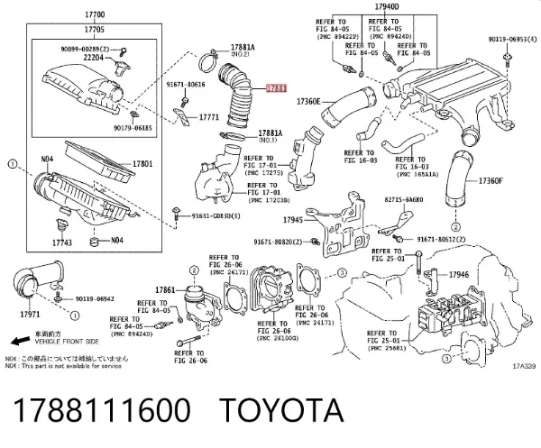 Выпускной патрубок воздушного фильтра 1788111600 Toyota