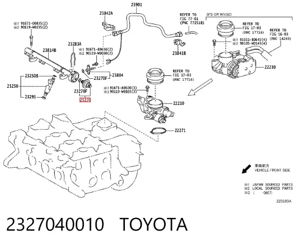 Регулятор давления топлива 2327040010 Toyota