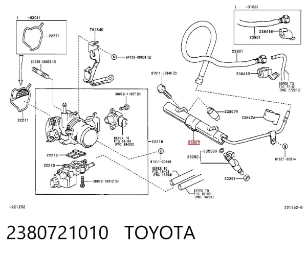 Распределитель топлива (рампа) 2380721010 Toyota