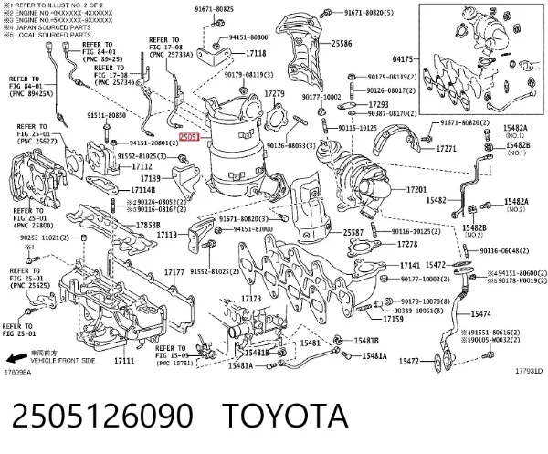 Катализатор 2505126090 Toyota