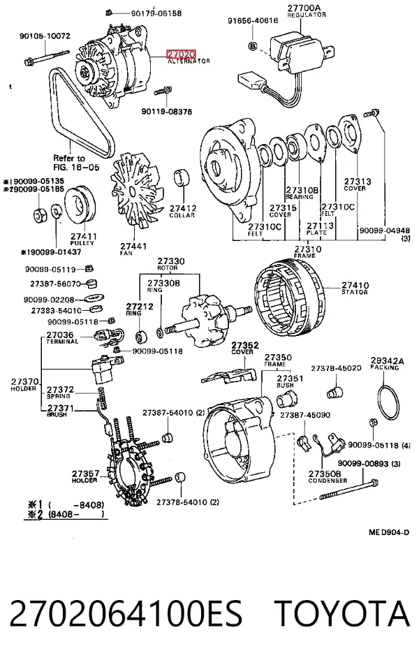 Генератор 2702064100ES Toyota