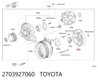 Крышка генератора задняя TOYOTA 2703927060