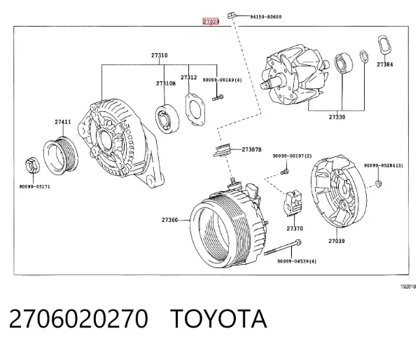Генератор 2706020270 Toyota