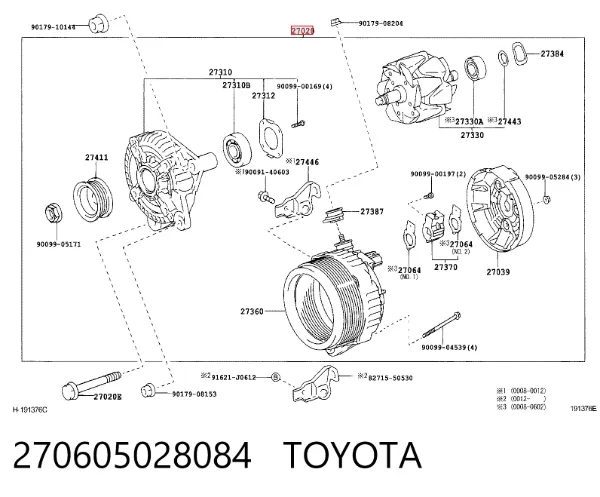 Генератор 270605028084 Toyota