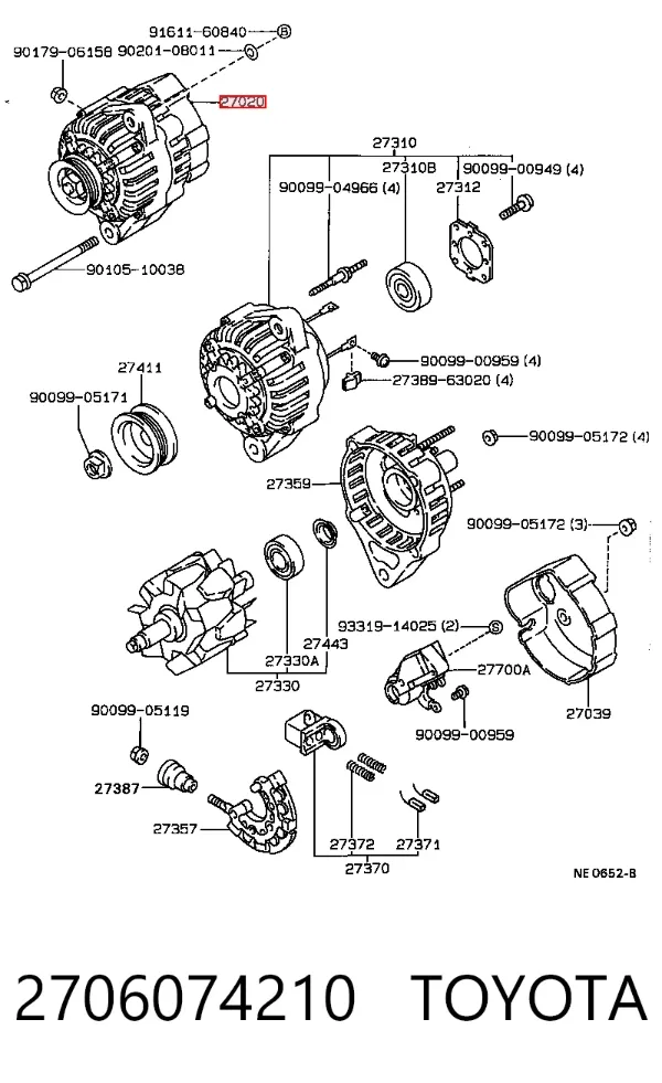 Генератор 2706074210 Toyota