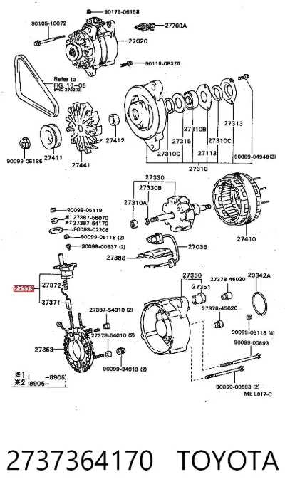 Щеткодержатель генератора TOYOTA 2737364170