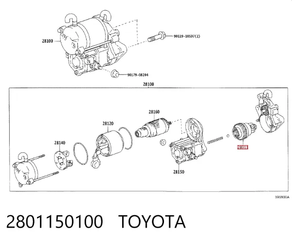 Бендикс стартера 2801150100 Toyota