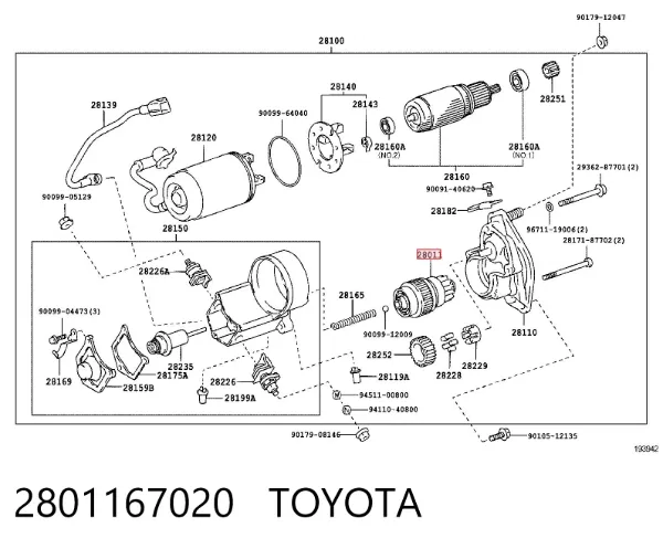 Бендикс стартера 2801167020 Toyota