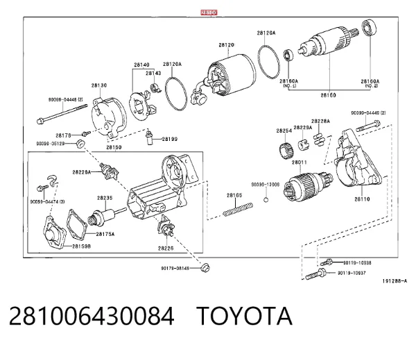 Стартер 281006430084 Toyota