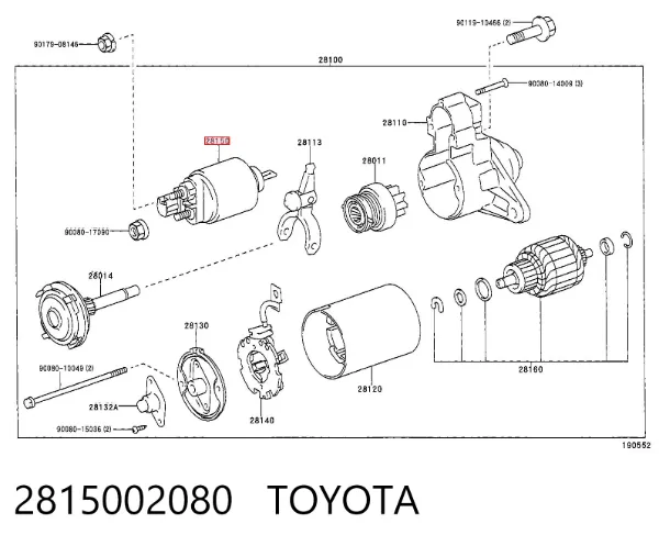 Втягивающее реле стартера 2815002080 Toyota