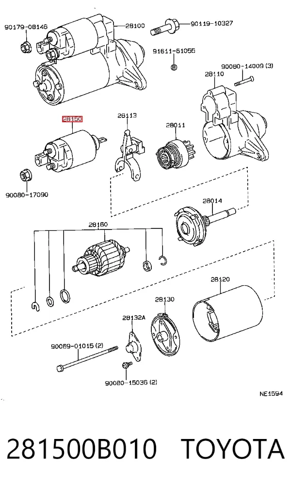Втягивающее реле стартера 281500B010 Toyota