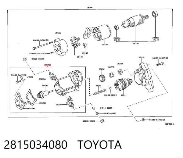 Втягивающее реле стартера 2815034080 Toyota