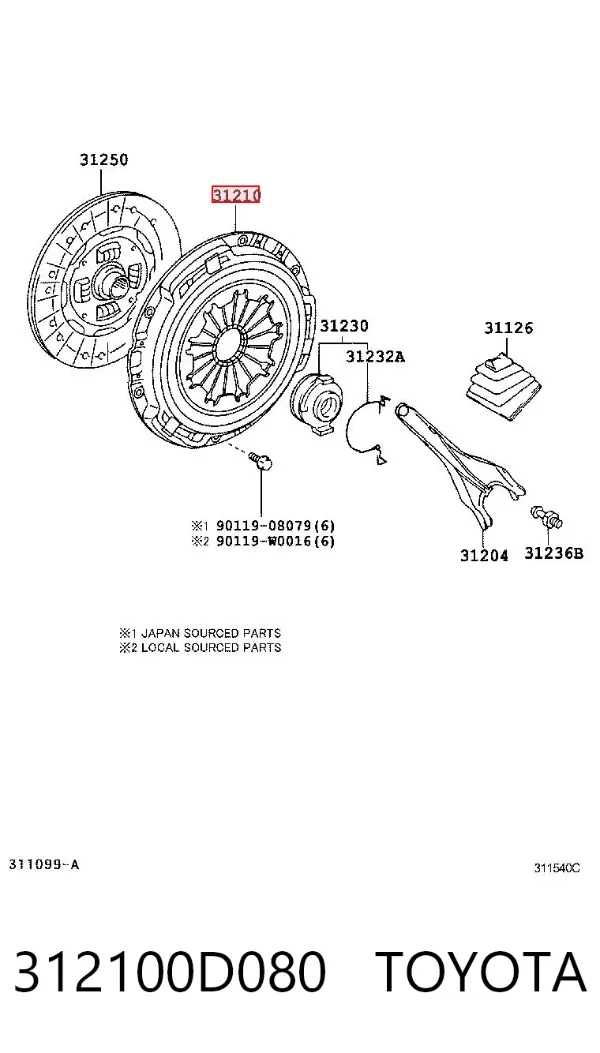 Корзина сцепления 312100D080 Toyota