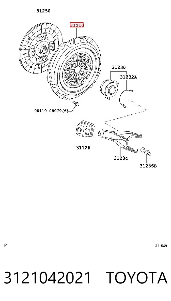 Корзина сцепления 3121042021 Toyota
