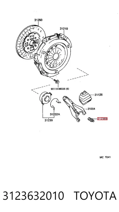 Ось вилки сцепления TOYOTA 3123632010