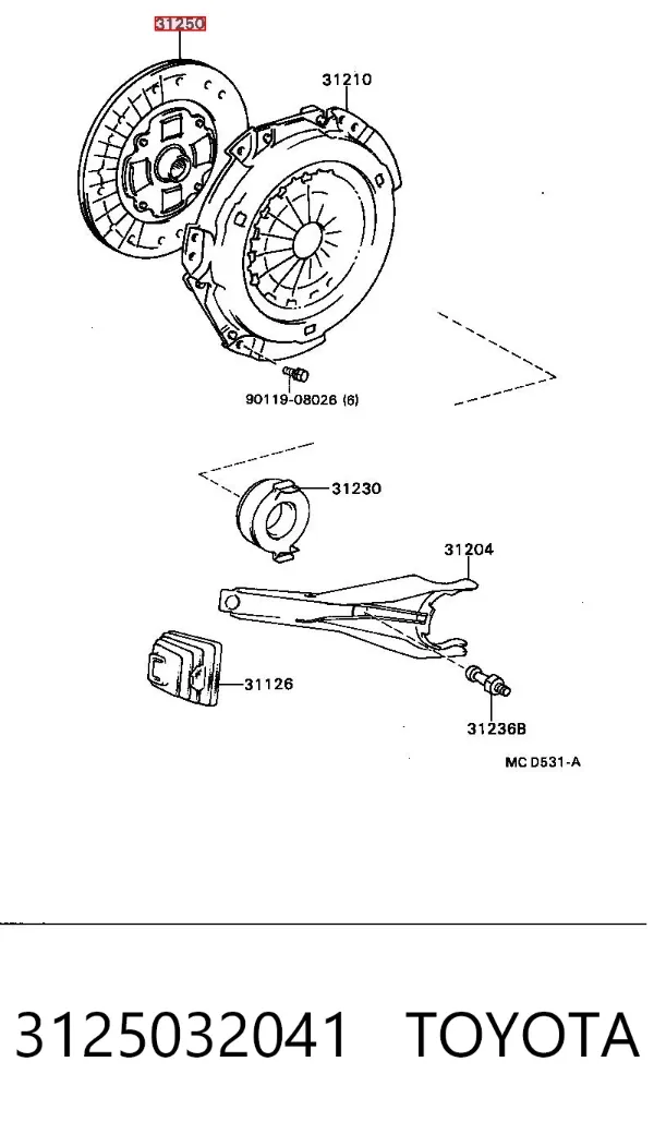 Диск сцепления 3125032041 Toyota