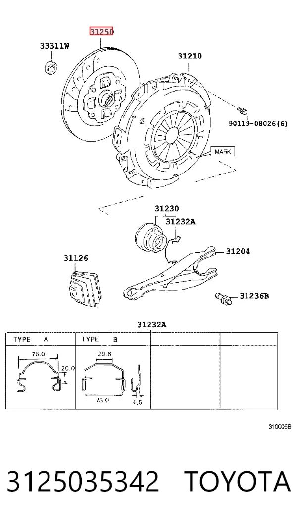 Диск сцепления 3125035342 Toyota