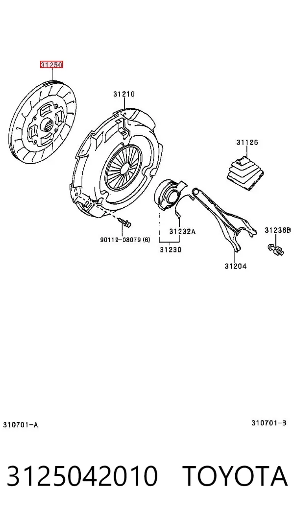 Диск сцепления 3125042010 Toyota