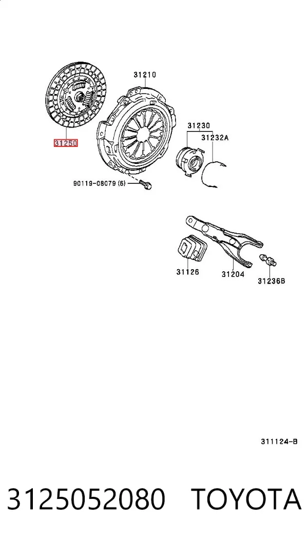 Диск сцепления 3125052080 Toyota