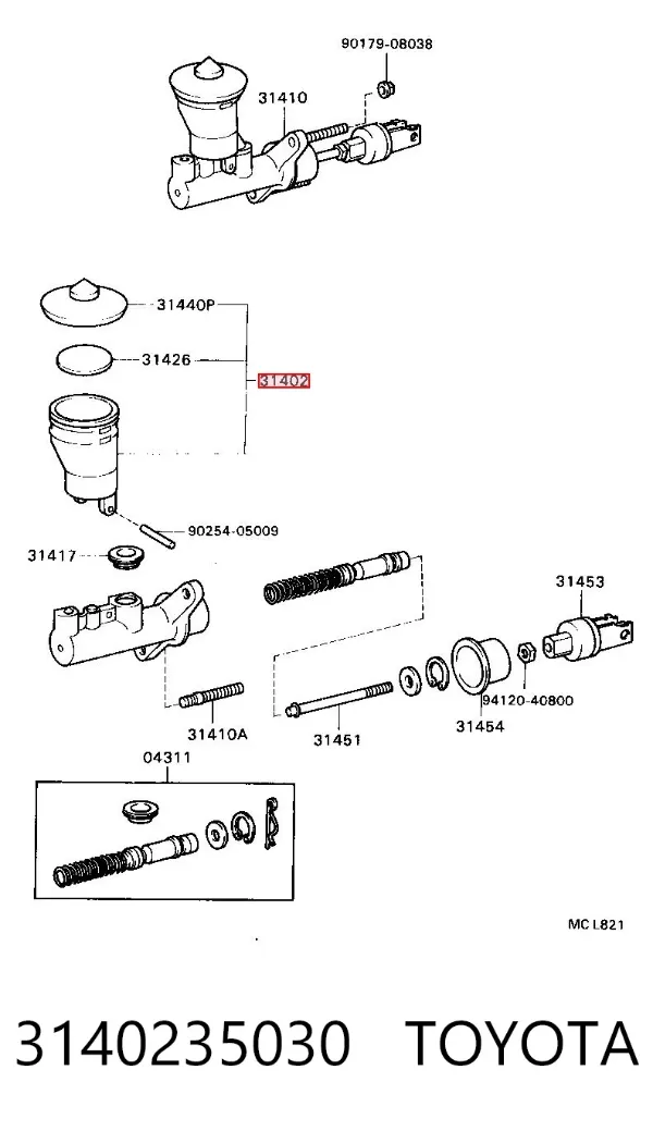 Бачок главного цилиндра сцепления 3140235030 Toyota
