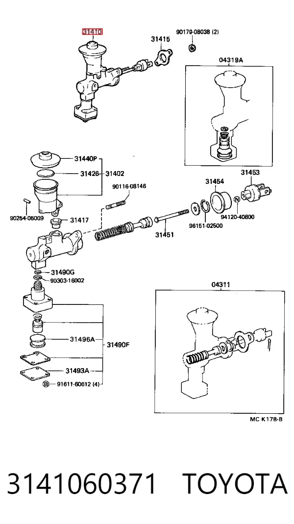 Главный цилиндр сцепления 3141060371 Toyota